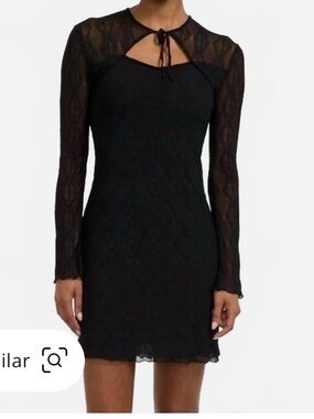 Find Me Now Mariposa Long Sleeve Bow Mini Dress NWOT